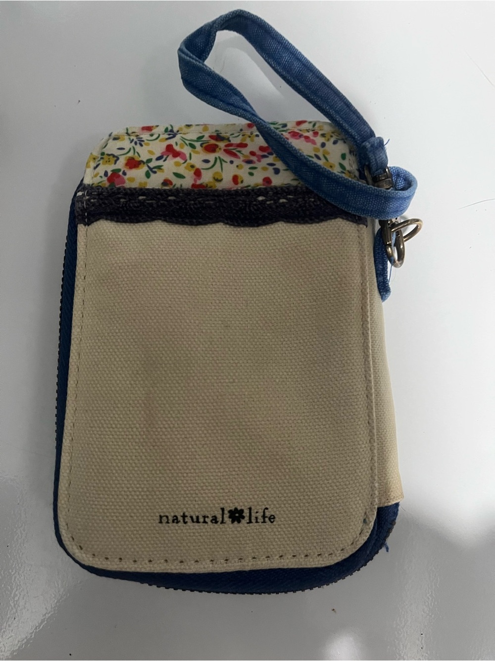 Natural Life Owl Wristlet Wallet - Cream and Blue - Picture 2 of 3